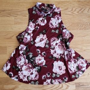 Mock neck floral top